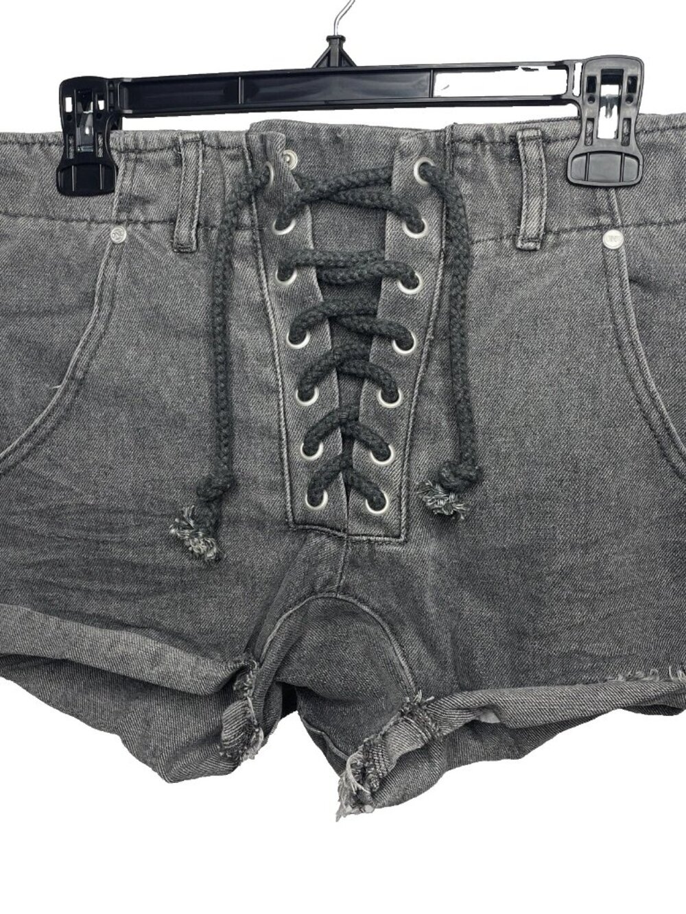 One x One Teaspoon Super Freaks Denim Cutoff Shorts Sz XXS Phantome Faded Black